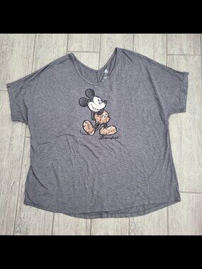 Disney Parks Mickey Mouse Sequin Top Gray Women's XL